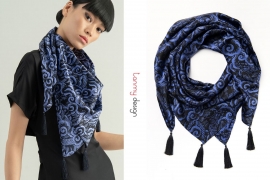 Silk scarf TIMESQUARE - Long Dao Blue